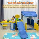 Nhà chơi cầu trượt bể bóng Hàn Quốc có ném bóng rổ CHD808