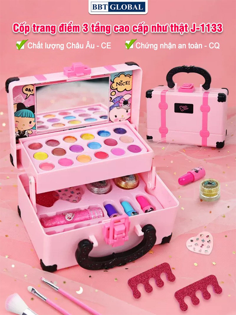 Cốp trang điểm 3 tầng cao cấp mô phỏng như thật J-1133