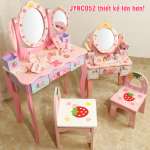Bộ bàn ghế trang điểm gỗ cho bé gái CỠ LỚN cao 97cm JYNC052