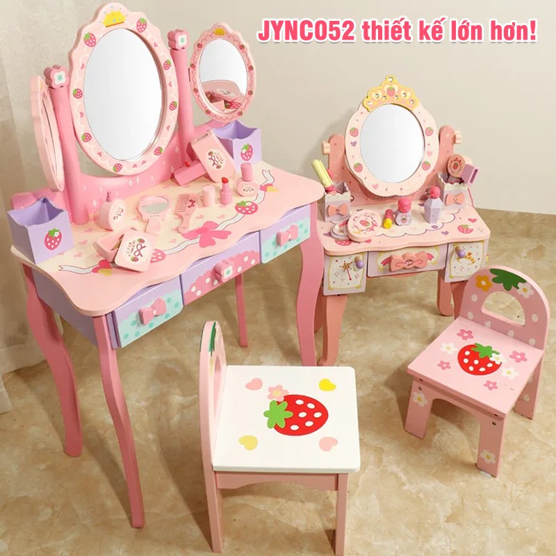 Bộ bàn ghế trang điểm gỗ cho bé gái CỠ LỚN cao 97cm JYNC052