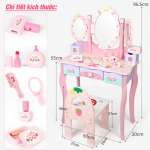 Bộ bàn ghế trang điểm gỗ cho bé gái CỠ LỚN cao 97cm JYNC052