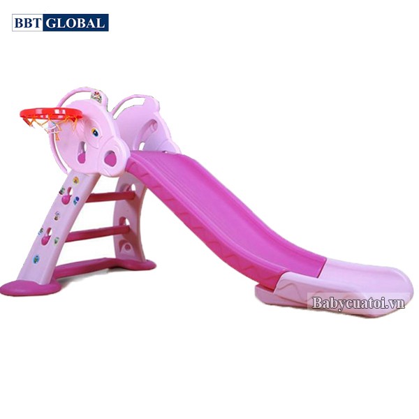 Cầu trượt máng dài 1,4m có nhạc và bóng rổ KXC-11