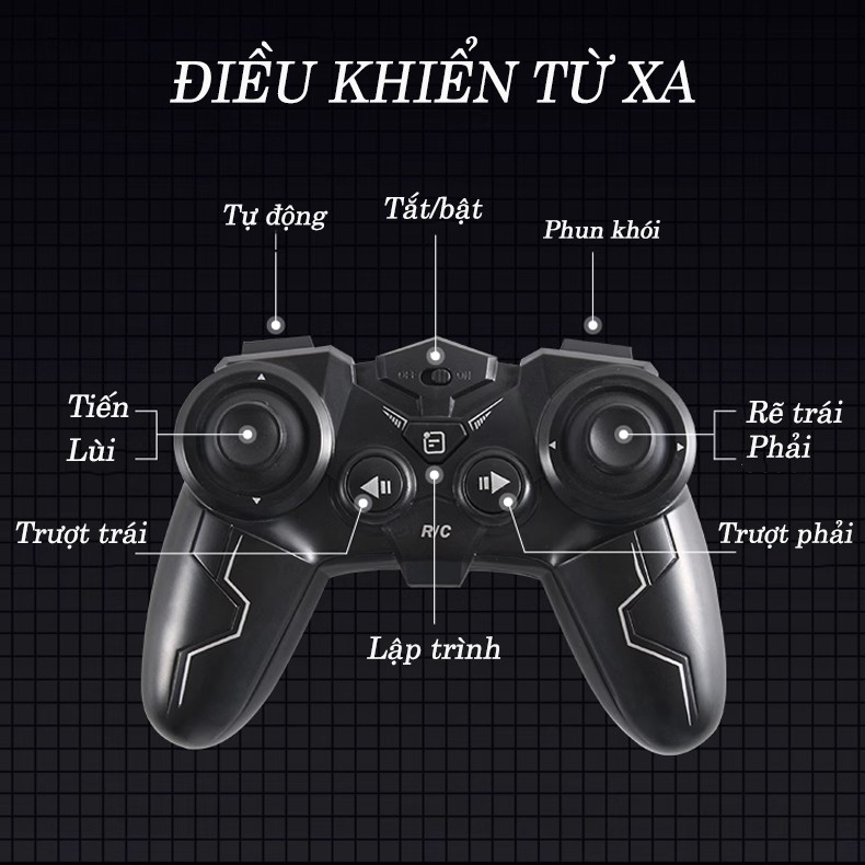 Xe ô tô địa hình cá mập có khiển từ xa, có đèn và khói, tốc độ cao xoay 360 độ S883