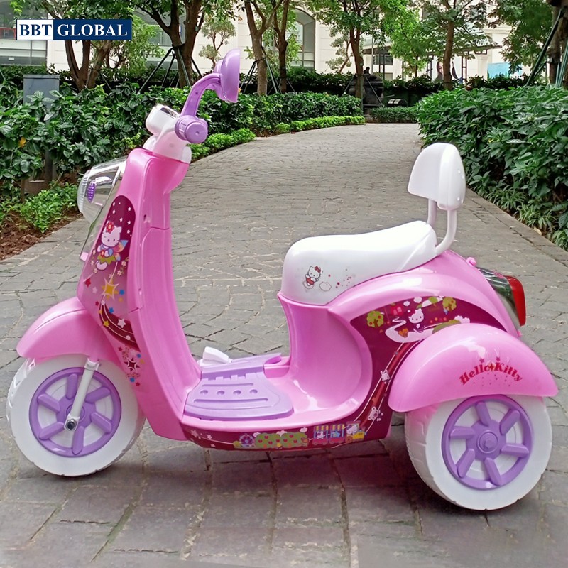 Xe máy điện trẻ em Vespa Hello Kitty hồng BBT-600H