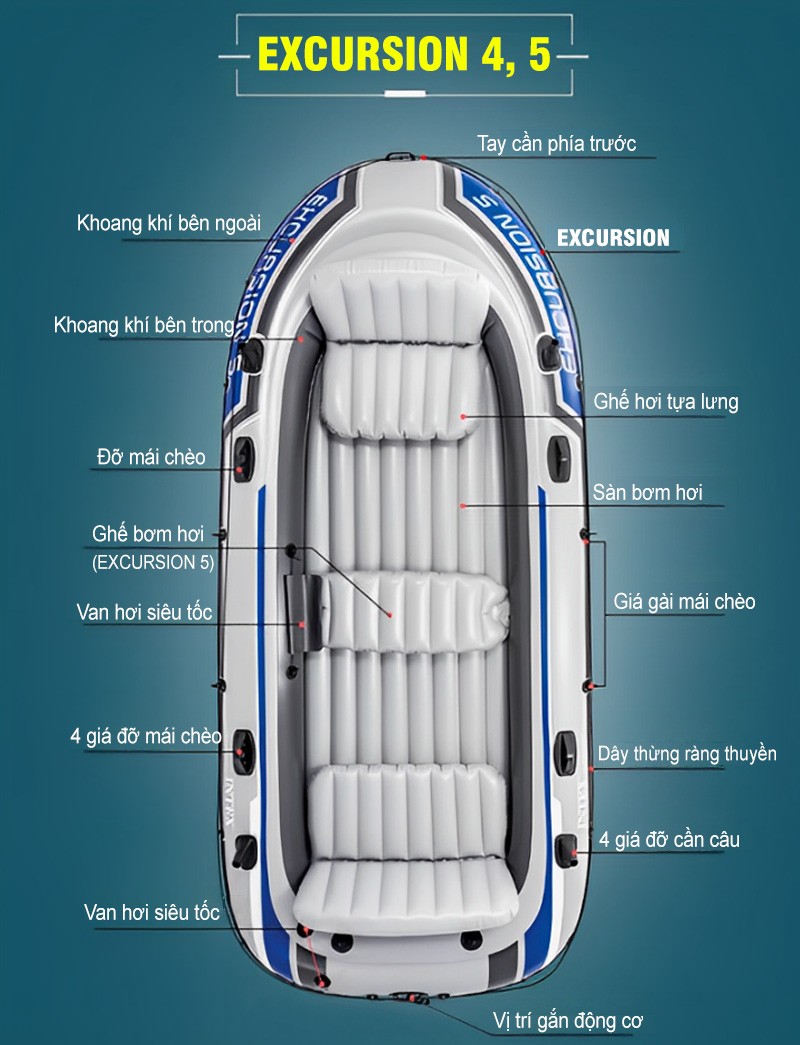 Thuyền bơm hơi Excursion 4 người INTEX 68324