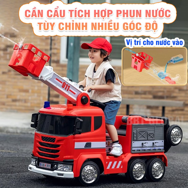 Ô tô điện cứu hỏa cần cẩu cho bé CỠ LỚN BBT-114