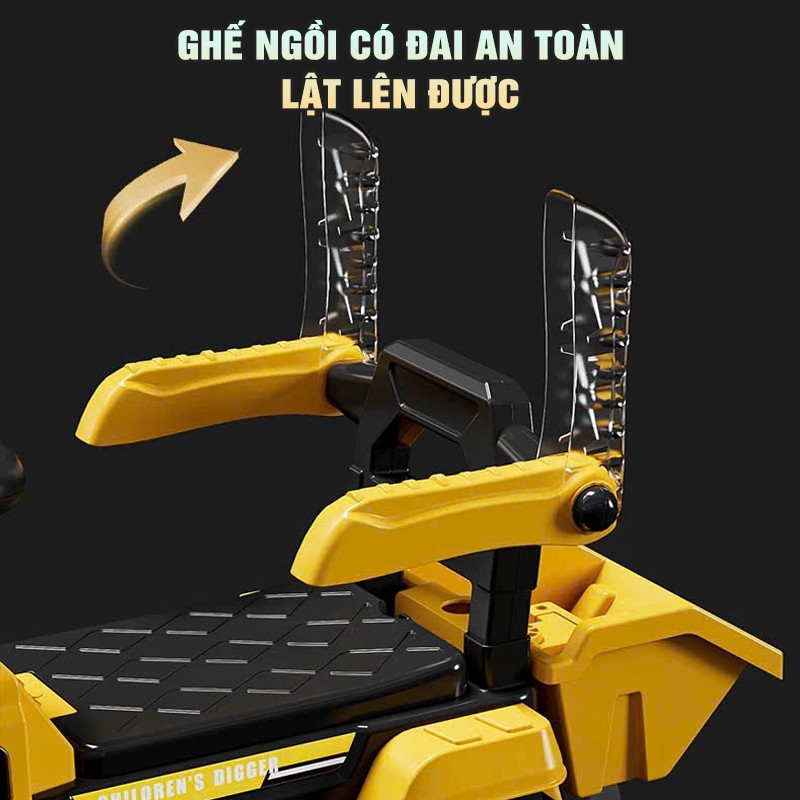 Ô tô điện cần cẩu cho bé có tay đẩy BBT-611