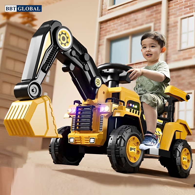 Ô tô điện cần cẩu cho bé có tay đẩy BBT-611