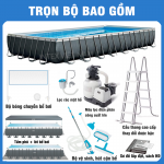 Bể bơi khung kim loại siêu cao cấp DELUXE 5m49 máy lọc nước cát INTEX 26356