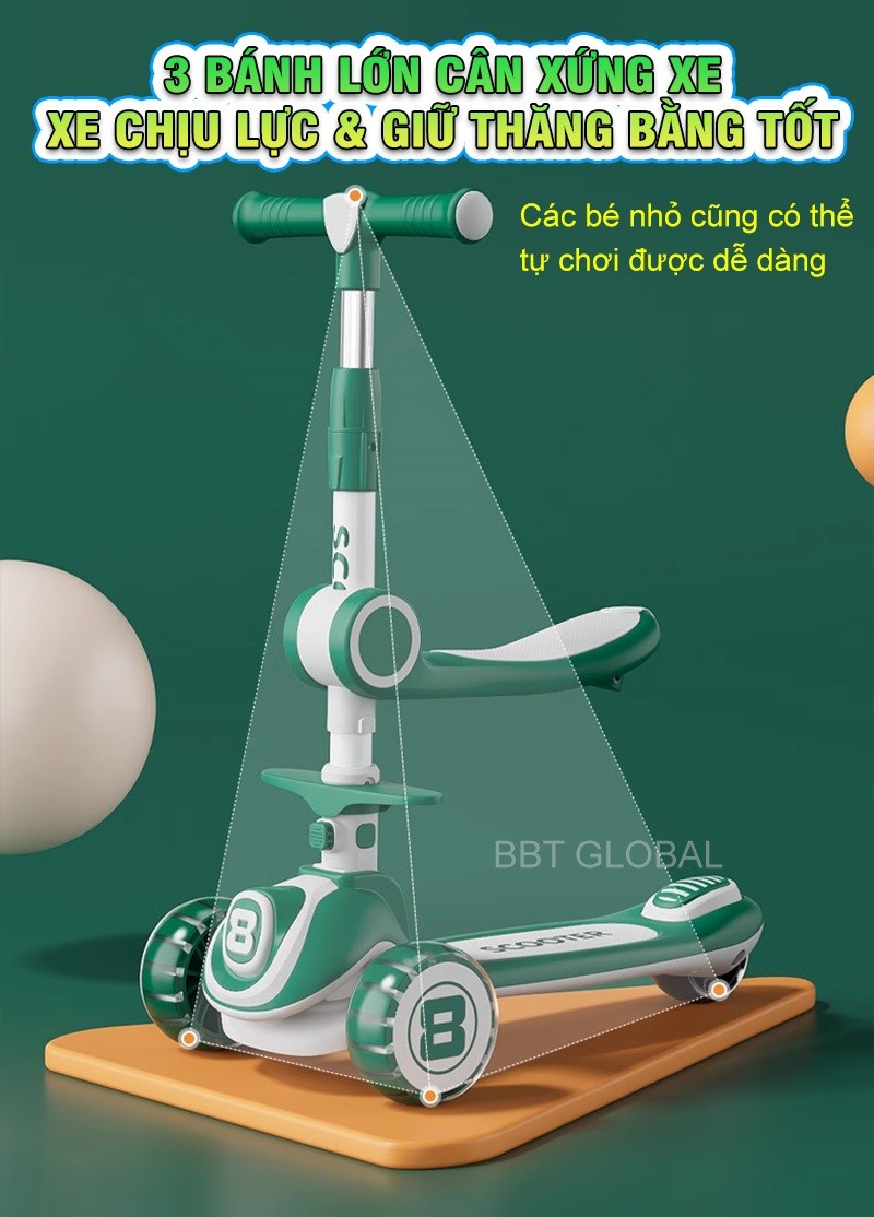 Xe trượt Scooter BBT Global 2 trong 1 cao cấp cho bé SK1307