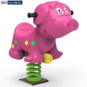 Bập bênh lò xo thú nhún trường mầm non hình chú lợn hồng ZK139-200A