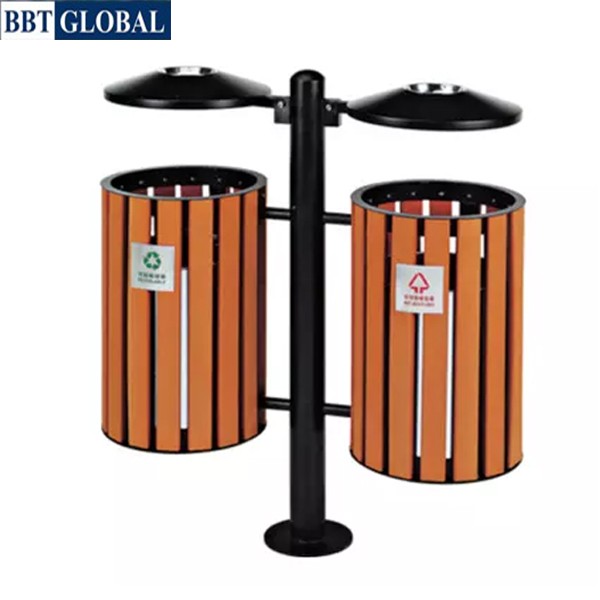 Thùng rác gỗ công viên sân vườn ngoài trời nhập khẩu chất lượng cao BH23-27007
