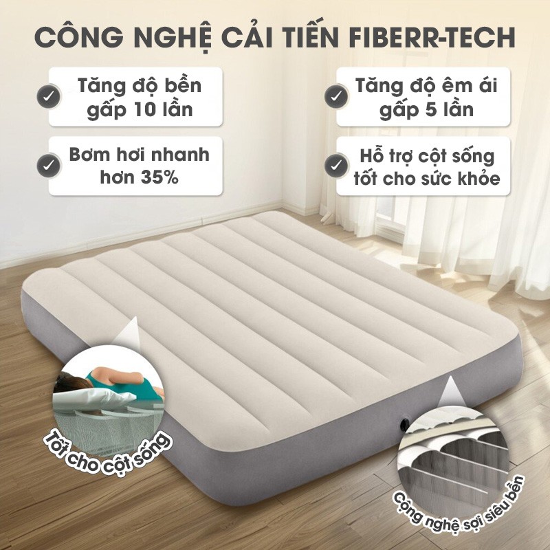 Đệm hơi đôi 1m37 công nghệ mới INTEX 64102