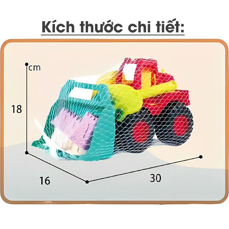 Bộ đồ chơi xúc cát ô tô ủi cỡ lớn 8617