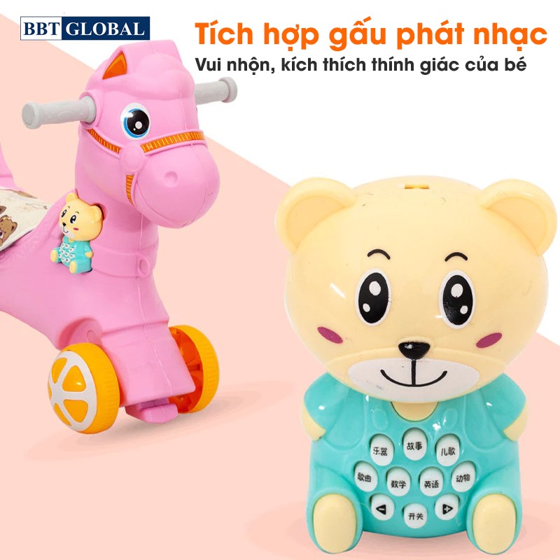 Ngựa bập bênh kết hợp chòi chân có nhạc RK-526