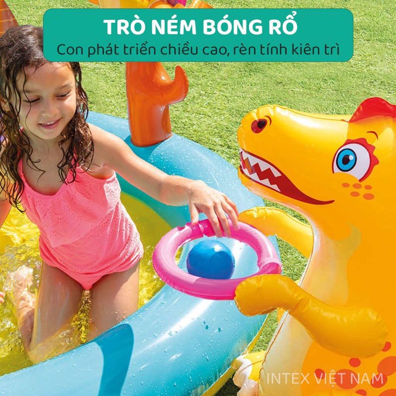 Bể bơi cầu trượt vườn khủng long INTEX 57135