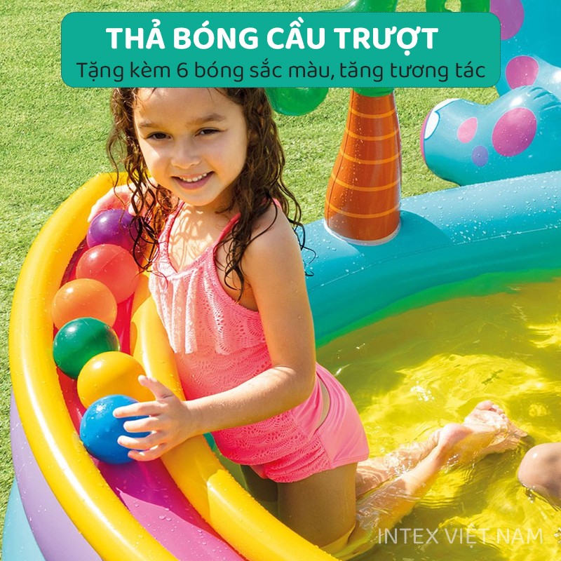 Bể bơi cầu trượt vườn khủng long INTEX 57135