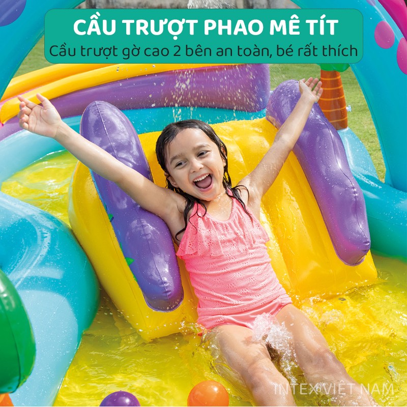 Bể bơi cầu trượt vườn khủng long INTEX 57135
