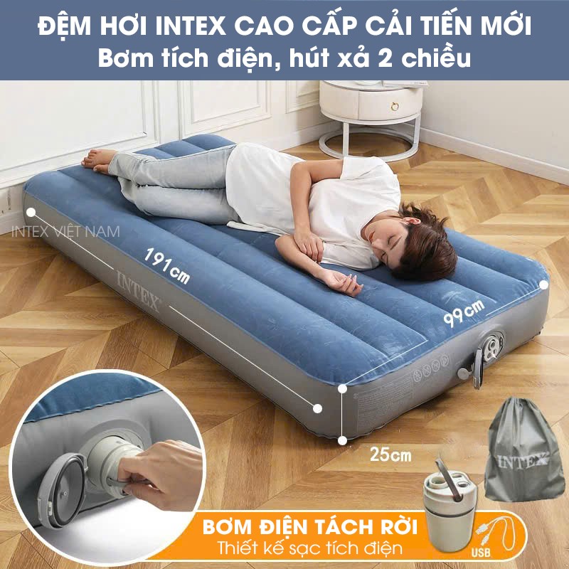 Giường hơi đơn cao cấp tích hợp bơm và bộ lưu điện INTEX 64187