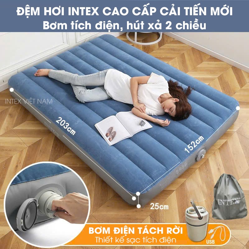 Giường hơi đôi cao cấp tích hợp bơm và bộ lưu điện INTEX 64189