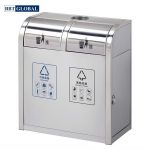 Thùng rác INOX 201 đúc với 2 ngăn cho khu vui chơi công cộng T202