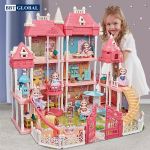 Đồ chơi lắp ráp nhà búp bê 3 tầng cỡ đại có đèn và nhạc 6675