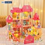 Đồ chơi lắp ráp nhà búp bê 3 tầng cỡ đại có đèn và nhạc 6675