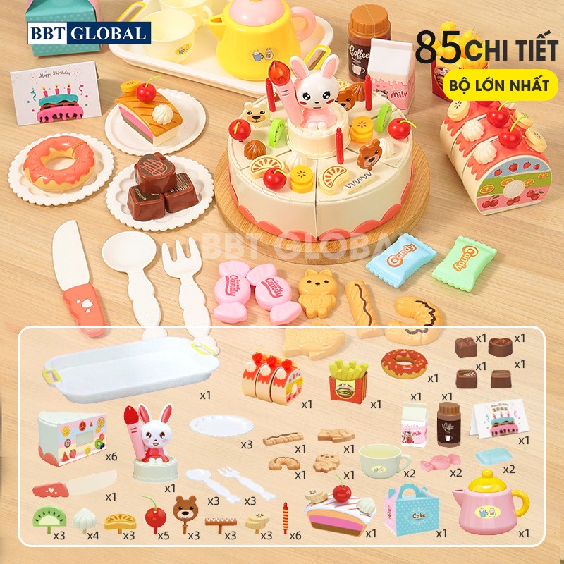 Đồ chơi cắt bánh kem sinh nhật kèm 85 chi tiết G675A