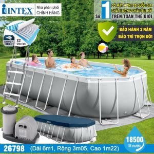Bể bơi khung kim loại PREMIUM OVAL dài 6m1 INTEX 26798