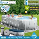 Bể bơi khung kim loại PREMIUM OVAL dài 6m1 INTEX 26798
