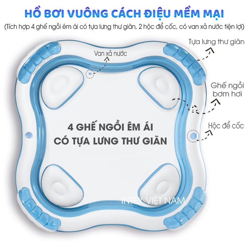 Bể bơi phao Salon 2m29 hình vuông INTEX 56475