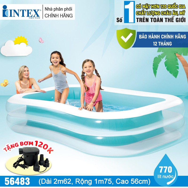 Bể bơi phao hình chữ nhật 2m62 x 1m75 INTEX 56483