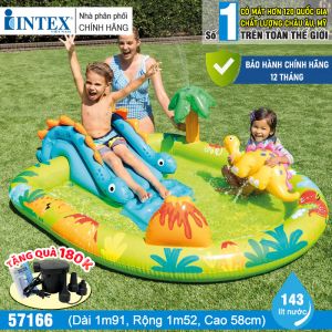 Bể bơi phao cầu trượt khủng long có vòi phun mưa INTEX 57166