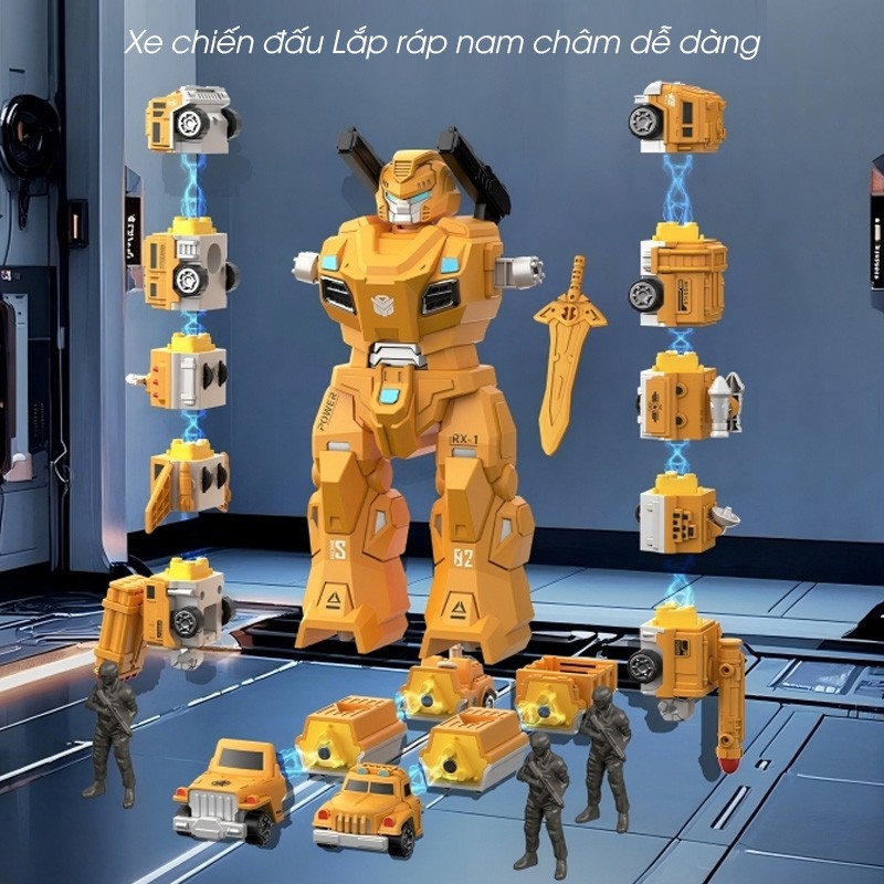 Đồ chơi lắp ráp Robot nam châm từ ô tô chiến đấu 43 chi tiết XH8529