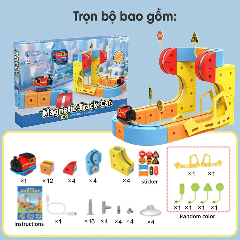 Đồ chơi xếp hình đường sắt xe lửa từ tính nam châm 7250A