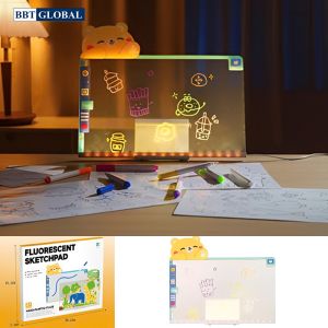 Bảng viết vẽ acrylic 2 mặt trong suốt xóa được có đèn LED gấu Pooh D6601