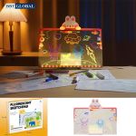 Bảng viết vẽ acrylic 2 mặt trong suốt xóa được có đèn LED thỏ hồng D6602