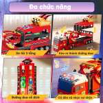 Đồ chơi xe tải biến hình đường đua 1m13 kèm xe hợp kim có đèn và nhạc JP588-32