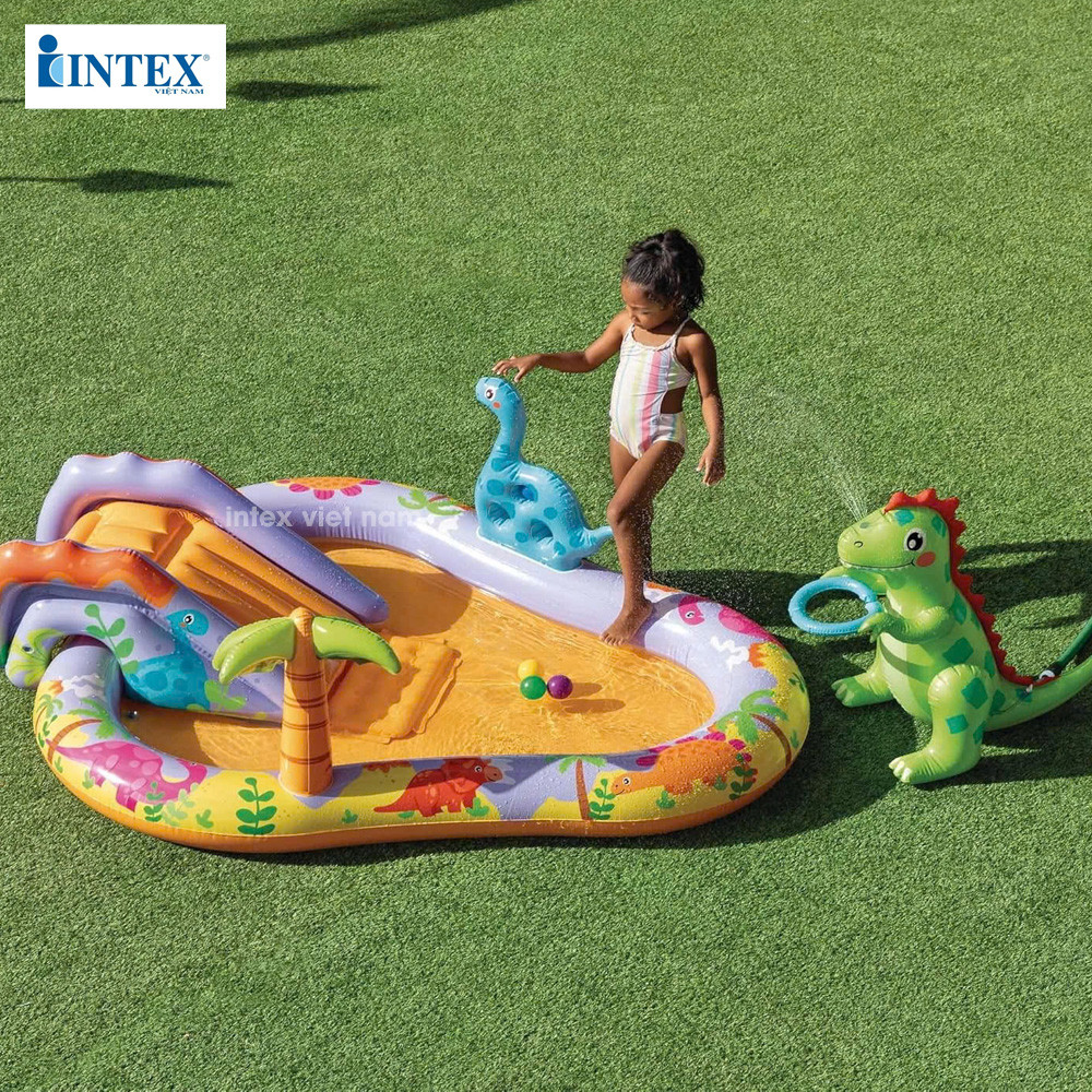 Bể bơi phao cầu trượt khủng long mẫu mới INTEX 56139