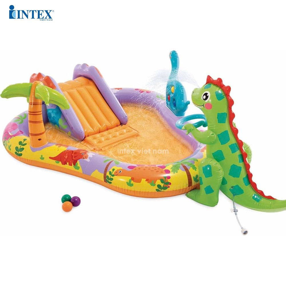 Bể bơi phao cầu trượt khủng long mẫu mới INTEX 56139