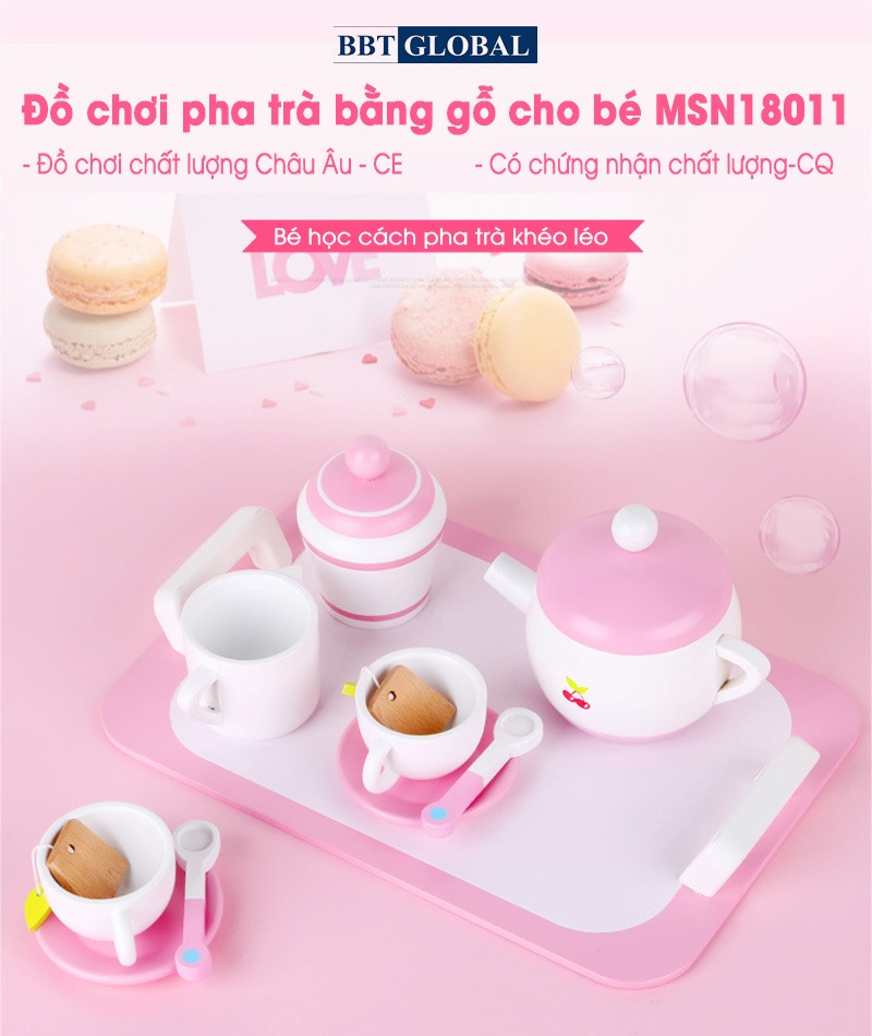 Đồ chơi bộ ấm trà bằng gỗ cho bé MSN18011