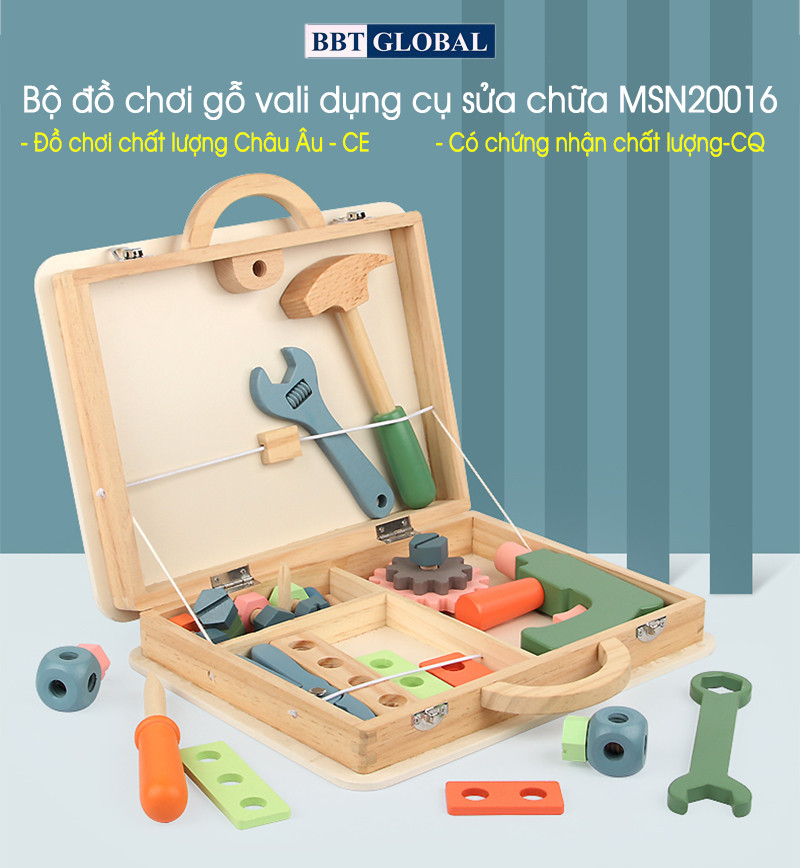 Bộ đồ chơi gỗ vali dụng cụ sửa chữa MSN20016