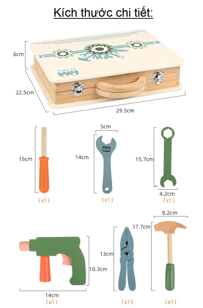 Bộ đồ chơi gỗ vali dụng cụ sửa chữa MSN20016