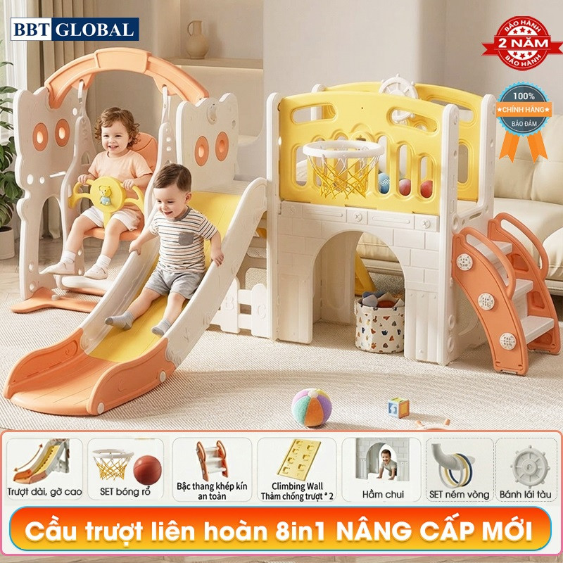 Cầu trượt xích đu liên hoàn kết hợp vận động đa năng BBT Global BSL414
