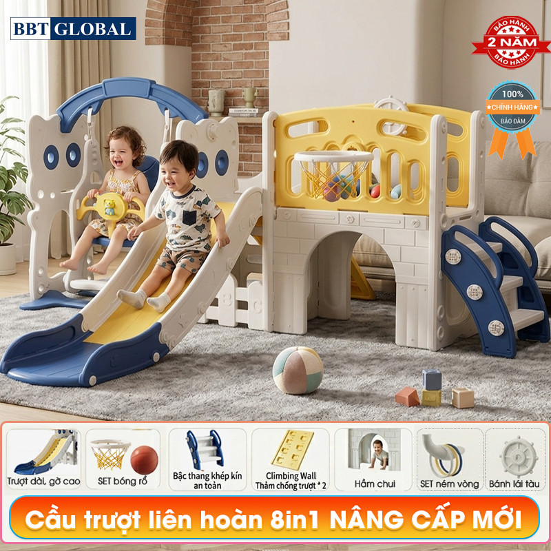 Cầu trượt xích đu liên hoàn kết hợp vận động đa năng BBT Global BSL414