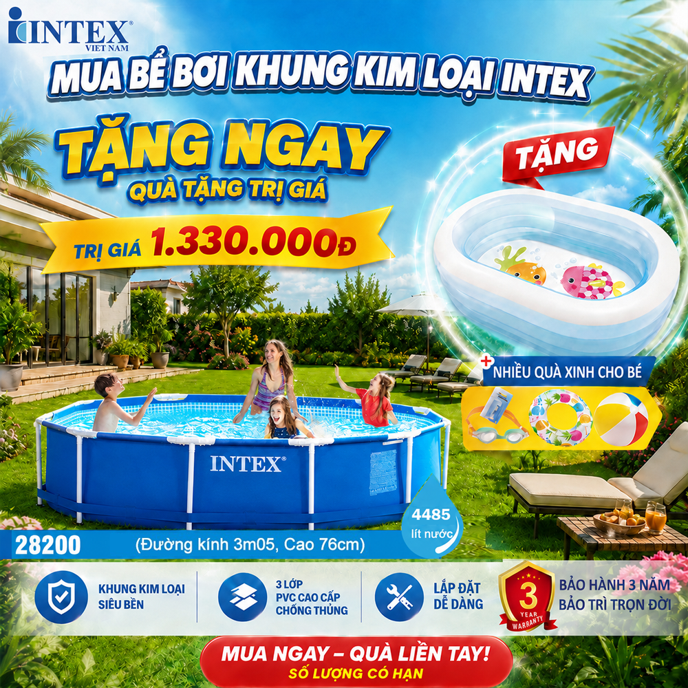 Bể bơi khung kim loại tròn 305*76cm INTEX 28200