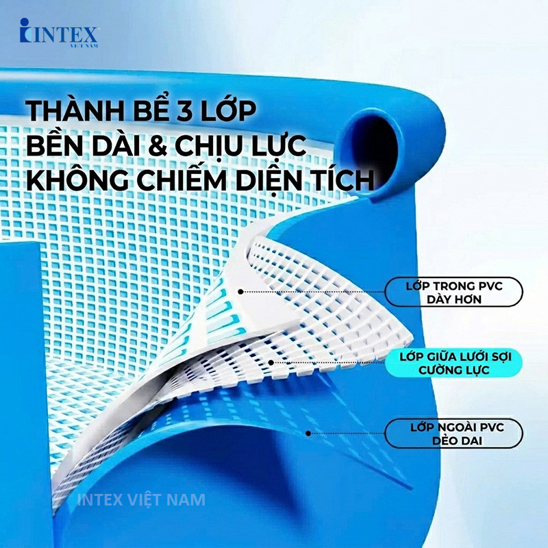 Bể bơi gia đình tròn cổ bơm hơi đường kính 3m96 INTEX 28143