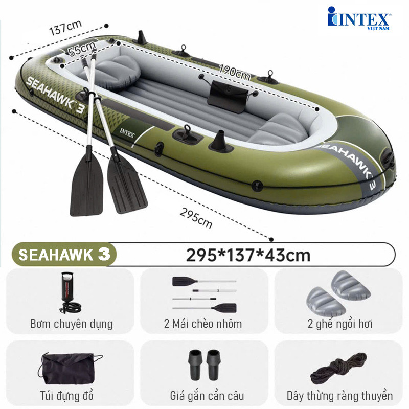 Thuyền hơi SEAHAWK 4 mẫu mới INTEX 66334