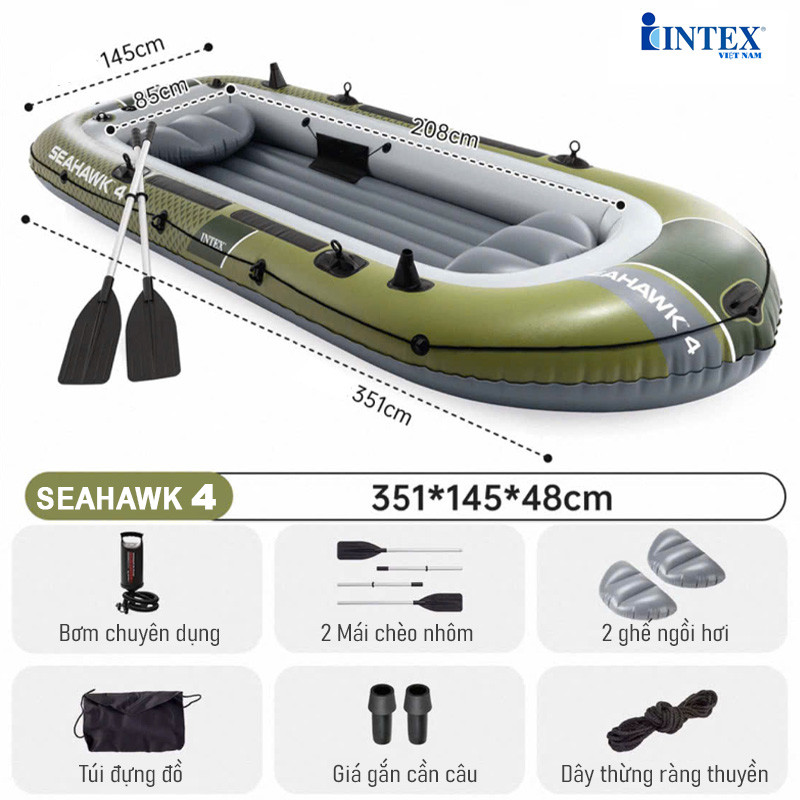 Thuyền hơi SEAHAWK 4 mẫu mới INTEX 66334
