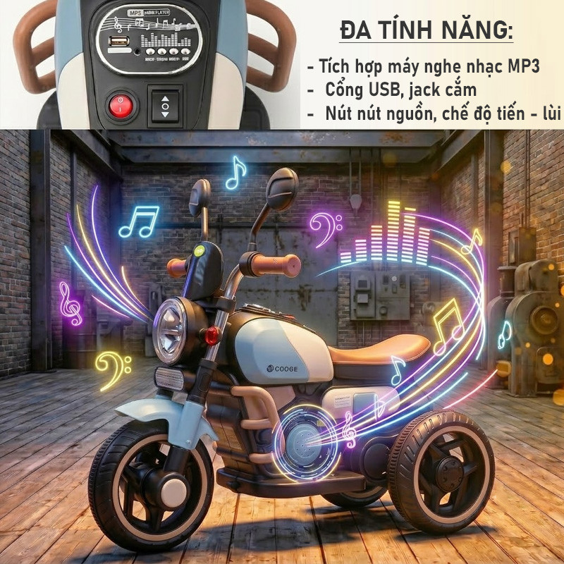 Xe máy điện trẻ em dáng Moto Cruiser BBT-9119B
